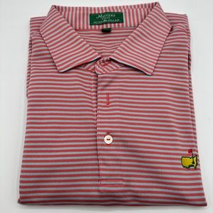 PETER MILLAR Masters Salmon Stripe Performance Polo Golf Shirt XL Read Descript